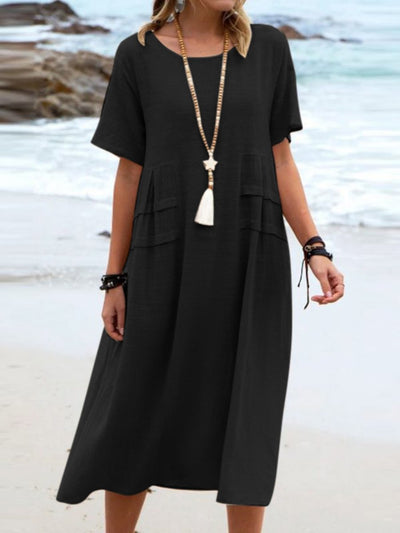 Aryuna - Lockeres Rundhals Kleid