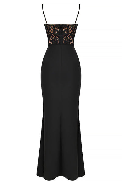 Bentlee - elegantes schwarzes Korsett-Maxikleid
