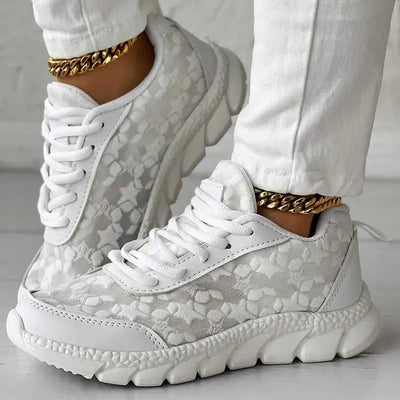 Ashley - atmungsaktive weiße Schuhe, bequeme Wanderschuhe, Sommer-Sneaker mit Stil