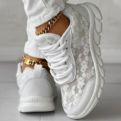 Ashley - atmungsaktive weiße Schuhe, bequeme Wanderschuhe, Sommer-Sneaker mit Stil