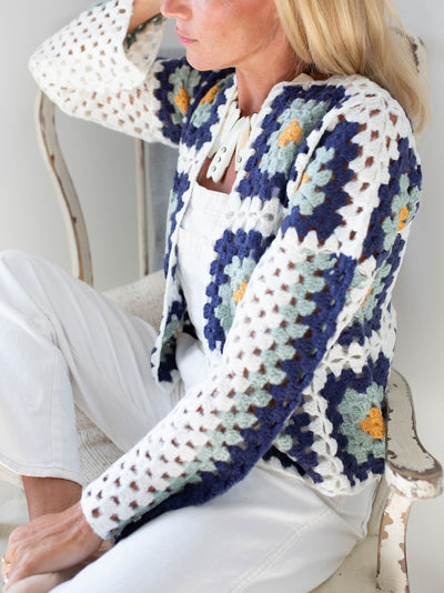 Briella - Niedliche bedruckte Strickjacke mit langen Ärmeln