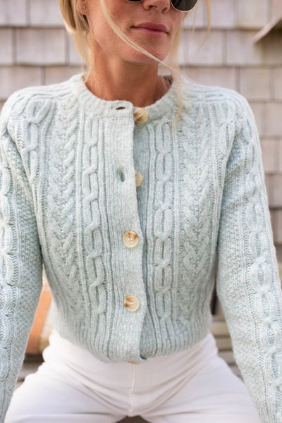 Prina - frischer blauer einfarbiger langärmeliger Pullover