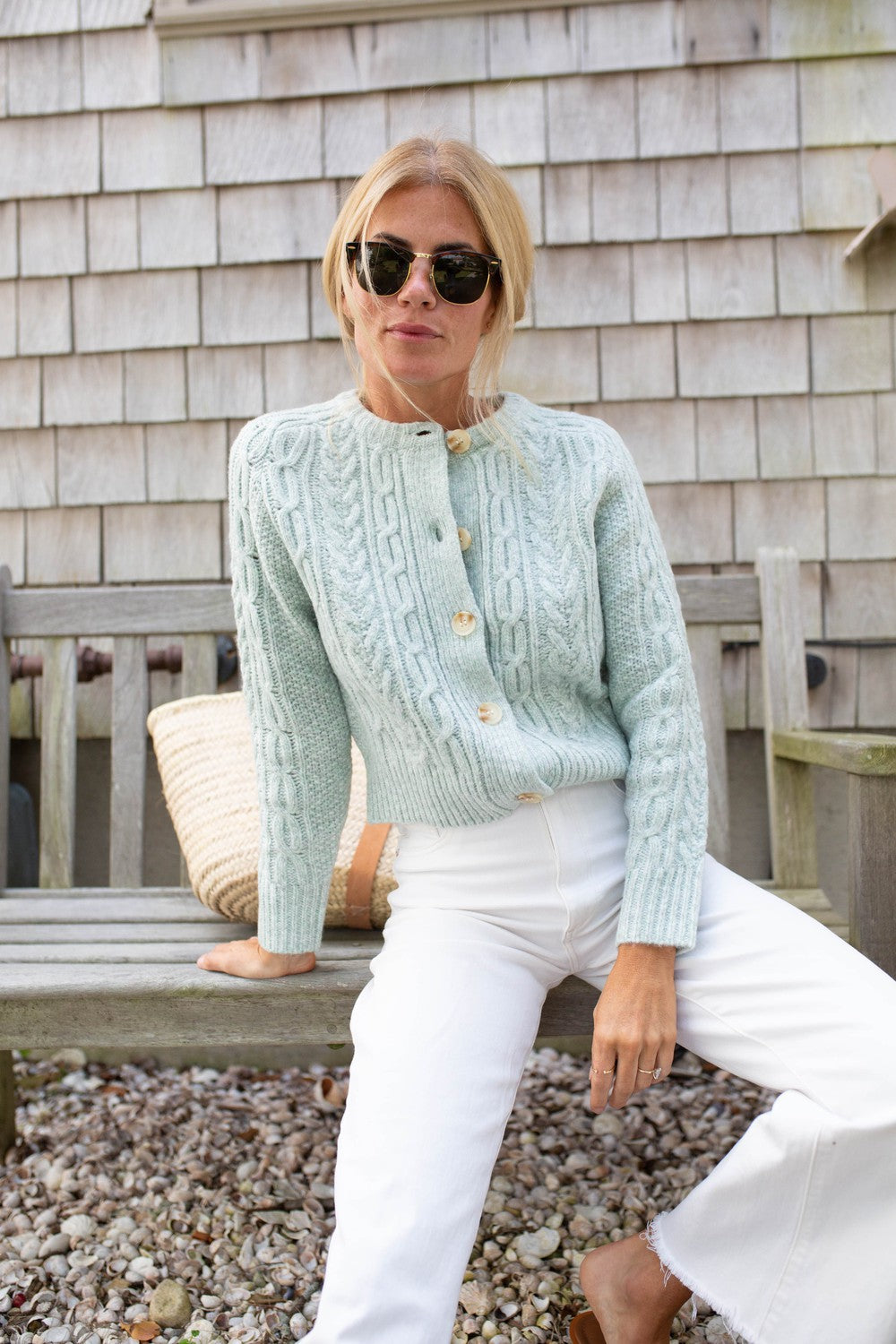 Prina - frischer blauer einfarbiger langärmeliger Pullover