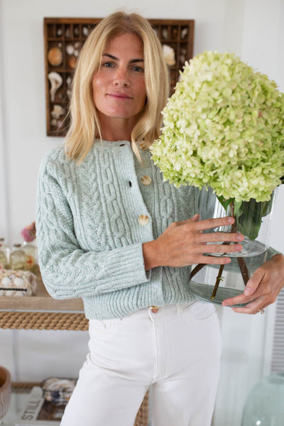 Prina - frischer blauer einfarbiger langärmeliger Pullover