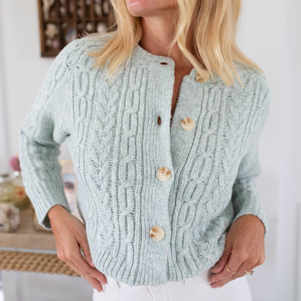 Prina - frischer blauer einfarbiger langärmeliger Pullover