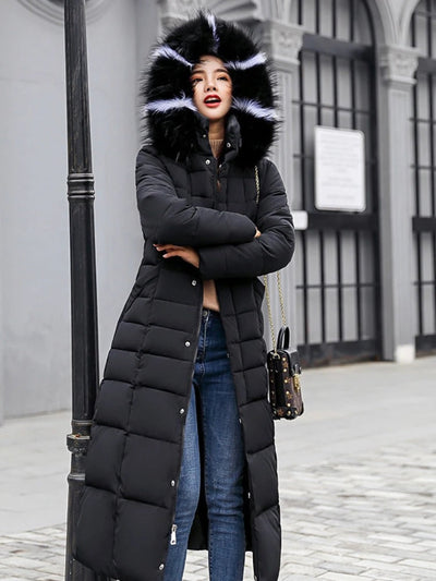 Aniyah - langer warmer Wintermantel mit Gürtel für Frauen