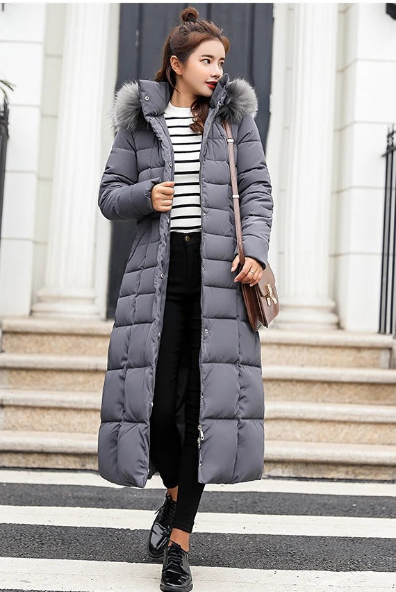 Aniyah - langer warmer Wintermantel mit Gürtel für Frauen