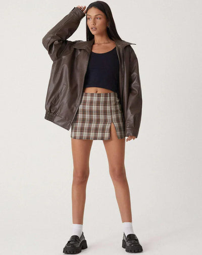 Aria - übergroß Leder Jacke mit Reißverschluss für a coolen und trendigen Blick