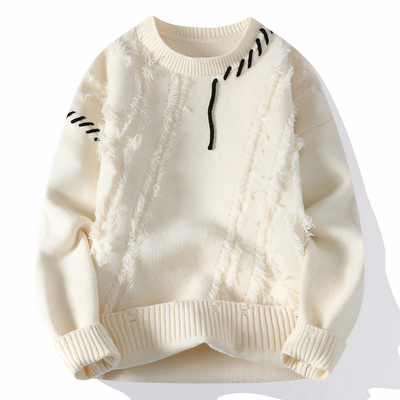 Oskar - trendiger Distressed-Strickpullover mit einzigartigen Details